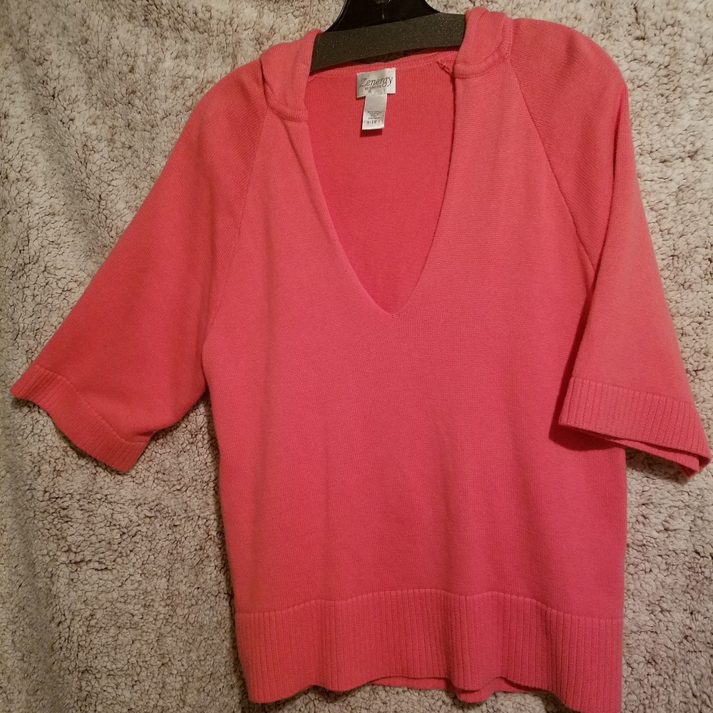 Zenergy by Chico's short sleeve sweater/ hoodie